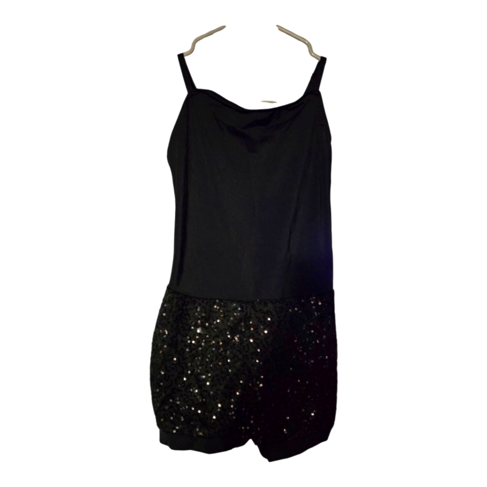 Weissman Black Sequin Leotard/Romper Dance Wear Girls Size Large